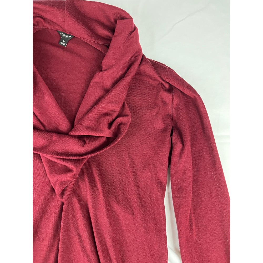 Ann Taylor Burgundy Cowl Neck Long Sleeve Top Women's Size M‎